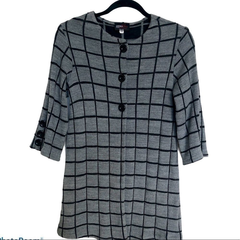 ANDRIA Lieu Plaid Cardigan XS